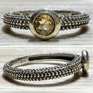 Vintage Designer Town & Country Sterling Silver Pebbled Citrine Ring, Size 6